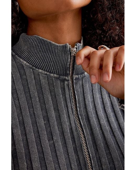 Samsøe & Samsøe Gray Sakristi Ribbed Zip Cardigan