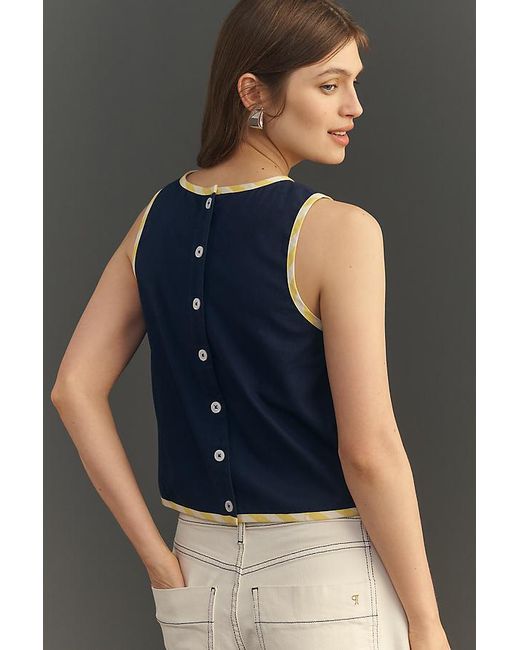 Maeve Blue Fruit Embroidered Top
