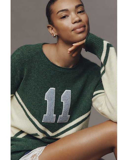 Sundry Green Varsity Patch Jumper