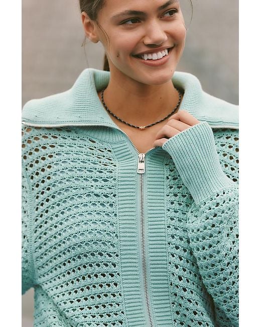 Varley Gray Eloise Cotton Zip-Up Knit Jacket