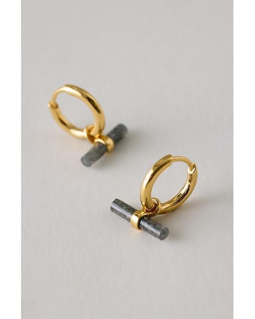 Rachel Jackson Metallic Aventurine Disco T-Bar Huggie Hoop Earrings