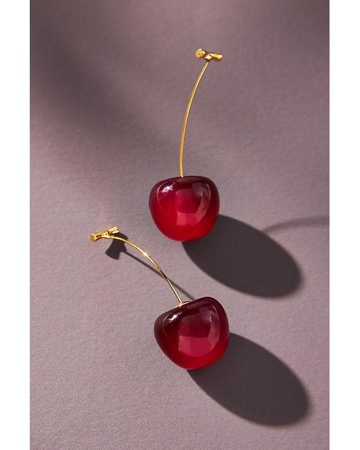 By Anthropologie Red Cherry Drop Earrings
