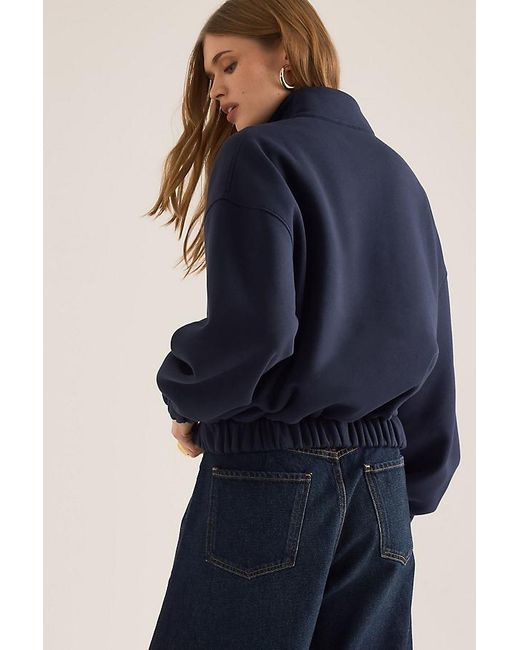 By Anthropologie Blue High-Neck Sweatshirt