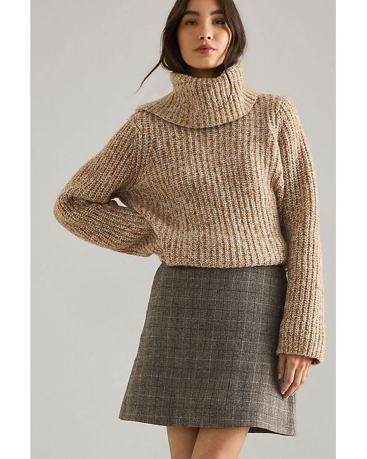 SELECTED Brown Sille Wool Mini Skirt