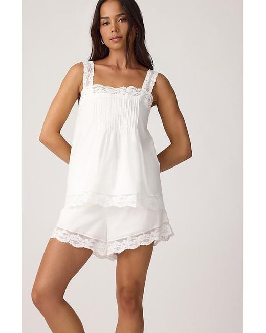 Faithfull The Brand White Cristina Cotton Lace-Hem Shorts