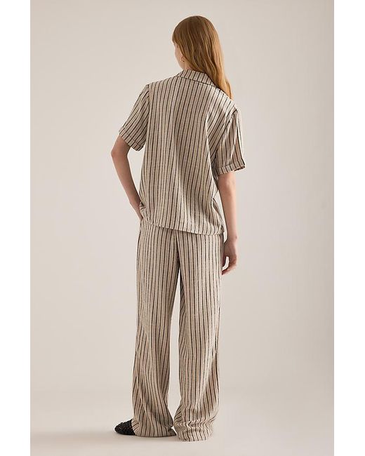 Object Natural Sanne Stripe Wide-Leg Trousers