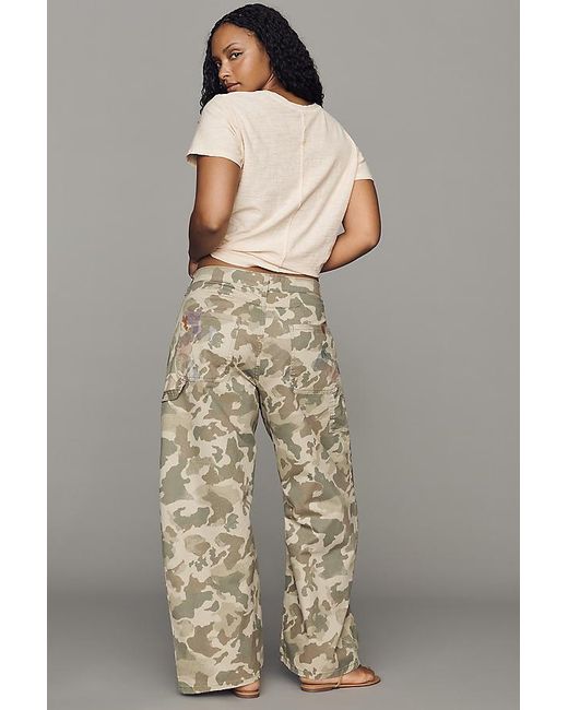 Pilcro Natural The Kayden High-Rise Camo Carpenter Barrel Trousers By