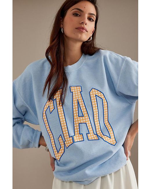 Maeve Blue Ciao Oversized Crew Neck Sweatshirt