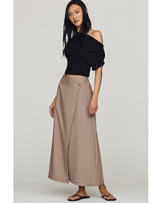 By Anthropologie Purple Crossover Wrap Maxi Skirt