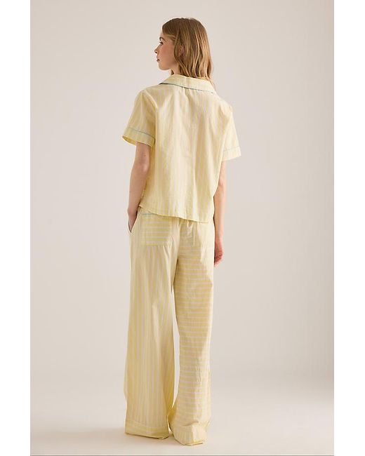 Chelsea Peers Natural Cotton Butter Stripe Short-Sleeve Shirt