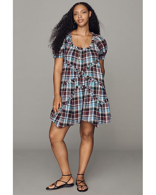 Pilcro Multicolor Cotton Textured Mini Dress