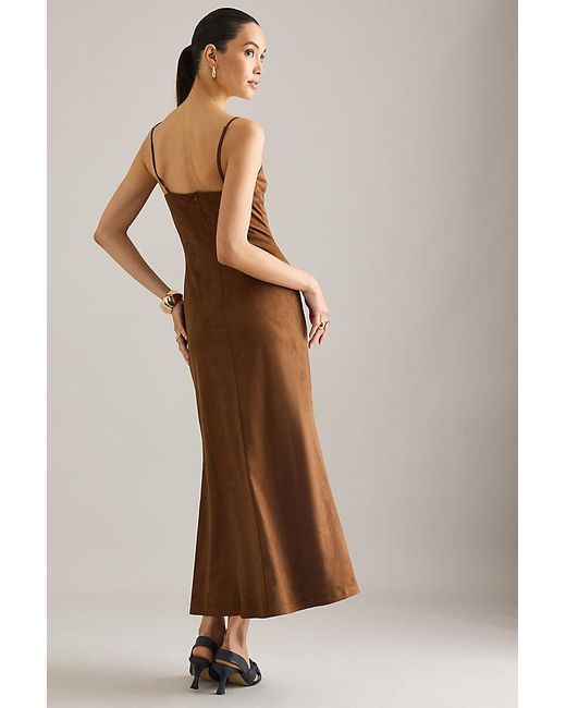 Bardot Brown Nadira Faux-Suede Sleeveless Midi Dress