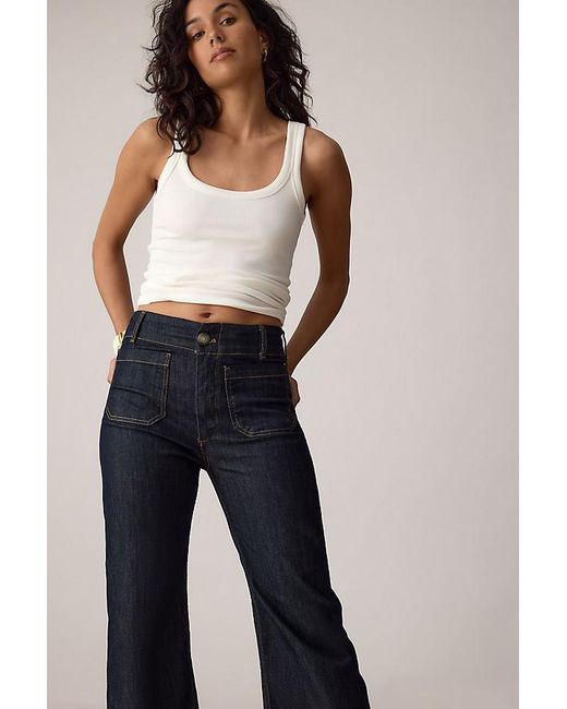 Maeve Blue The Colette Cropped Wide-Leg Jeans By