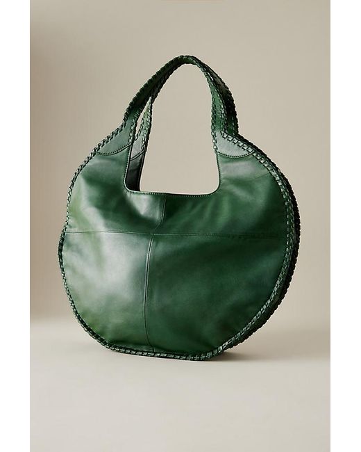 By Anthropologie Green Nora Round Circle Leather Tote Bag