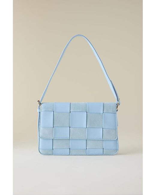 By Anthropologie Blue Two Texture Woven Shoulder Bag