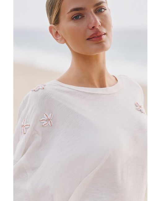 Celandine White Shells For Days Embellished T-Shirt