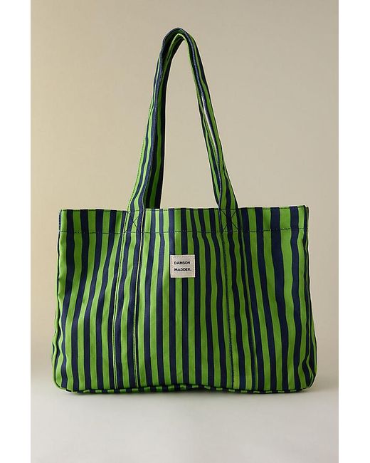 Damson Madder Green Striped Canvas Tote Bag