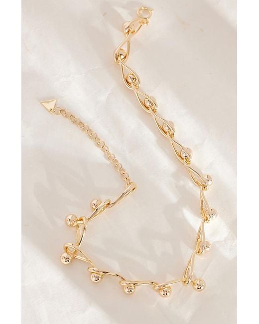Anthropologie Natural Gold-plated Chunky Ball Chain Necklace