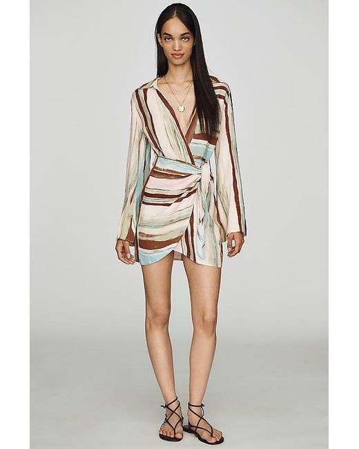 En Saison Natural Lana Wrap Mini Dress