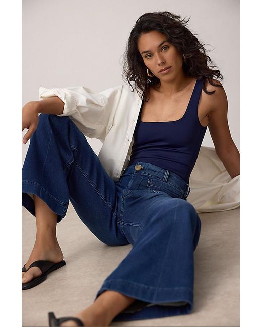 Maeve Blue The Colette Full-Length Wide-Leg Jeans By
