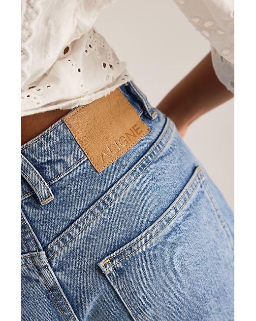 ALIGNE Blue Mid-Rise Barrel Jeans