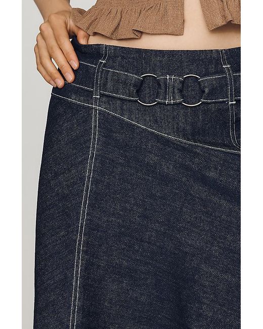 By Anthropologie Blue Asymmetric Denim Skirt