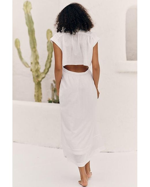 Celandine Natural Tie-Waist Maxi Shirt Dress