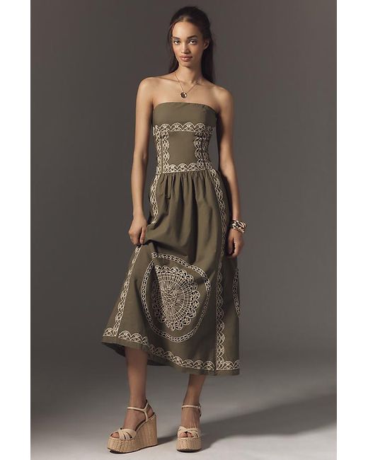 By Anthropologie Strapless Drop-Waist Midi Dress in Brown | Lyst UK By Anthropologie Strapless Drop-Waist Midi Dress in Brown | Lyst UK