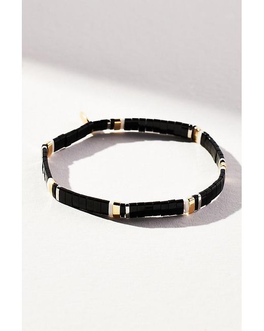 Anthropologie Black Colourful Beaded Chicklet Bracelet