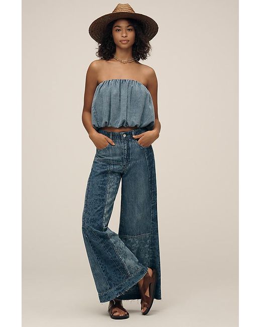 Pilcro Blue The Adi Mid-Rise Frayed Relaxed Flare Jeans By Reworked Edition