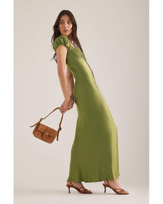 Bardot Green Stasia Satin Maxi Slip Dress