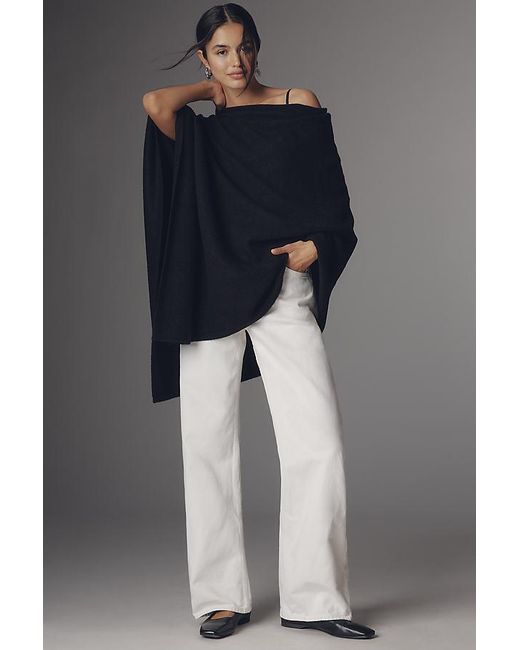 Flat White Blue Lightweight Knit Poncho