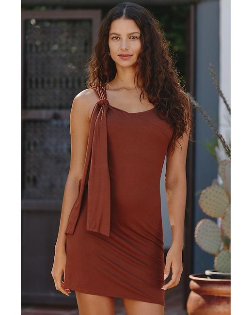 Celandine Brown Jersey Draped Mini Dress
