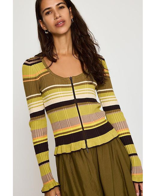 By Anthropologie Yellow Emily Slim Ribbed Cardigan