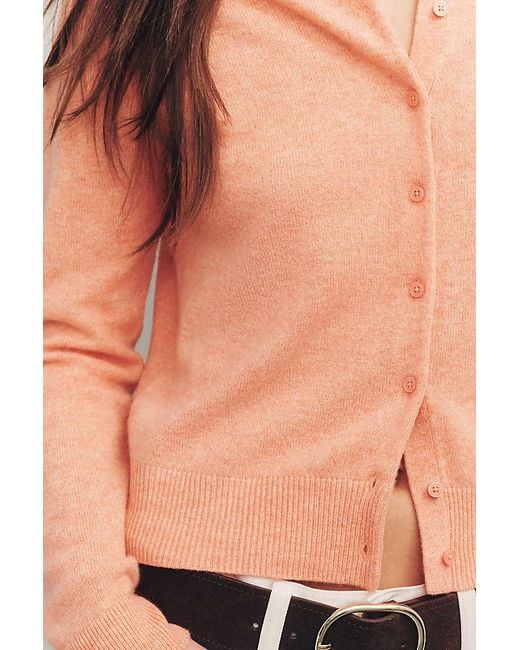 By Anthropologie Orange The Juliet Cashmere Crew-Neck Cardigan