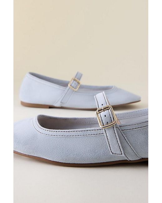 By Anthropologie Blue Suede Ballet Flats