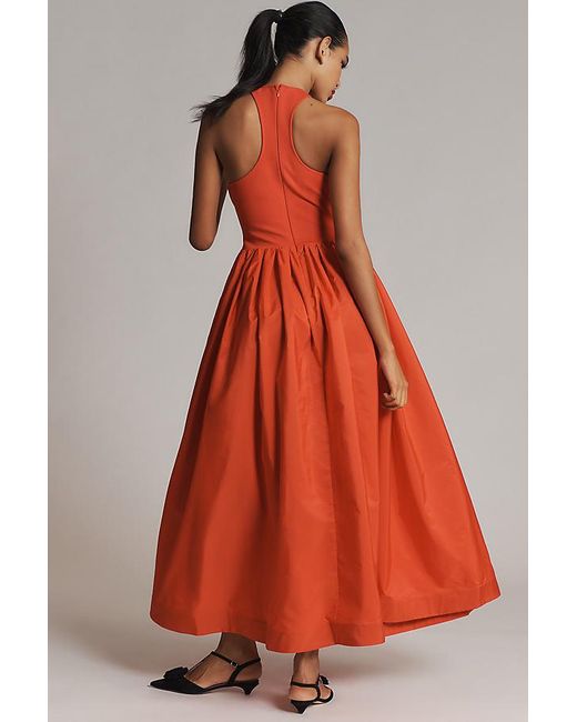 green emerald velvet dress Astr The Label | Pleated Drop Waist Maxi Dress in Navy