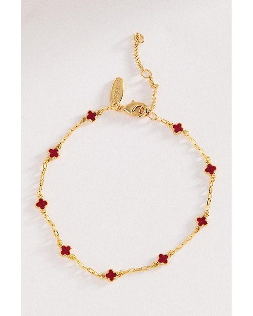 By Anthropologie Natural Clover Chain Wrap Bracelet