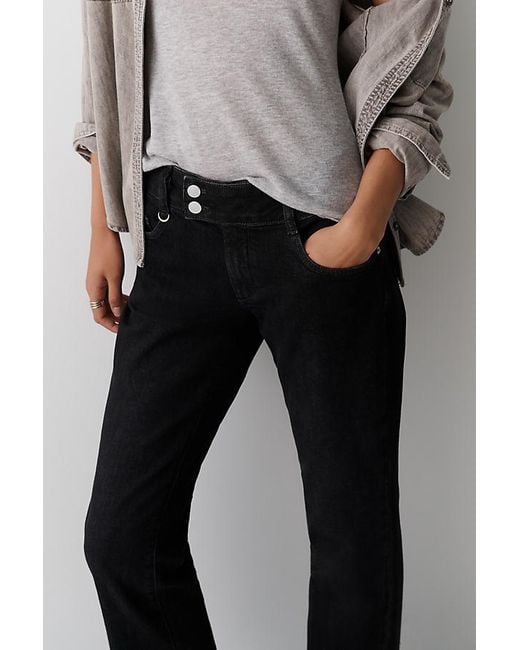 Pilcro Black Billy Low-Rise Bootcut Flare Jeans By
