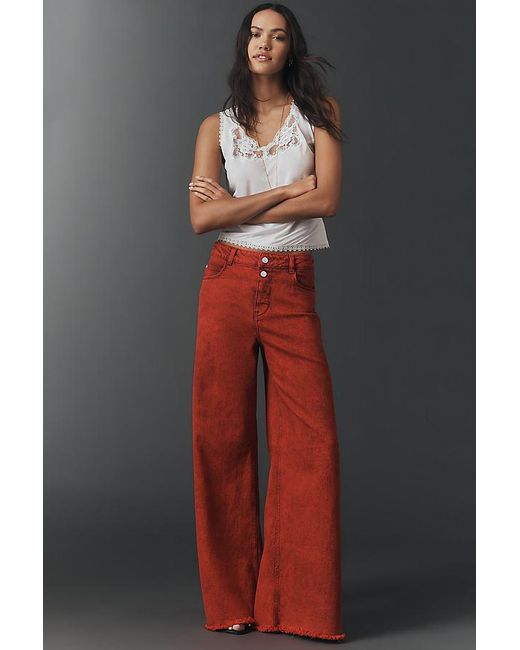 Pilcro Gray Mid-Rise Ultra-Wide-Leg Jeans