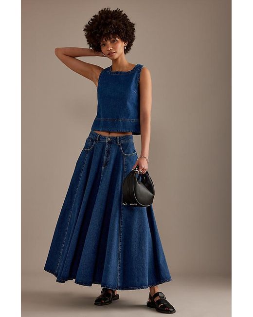 ALIGNE Blue Luna Volume Denim Maxi Skirt