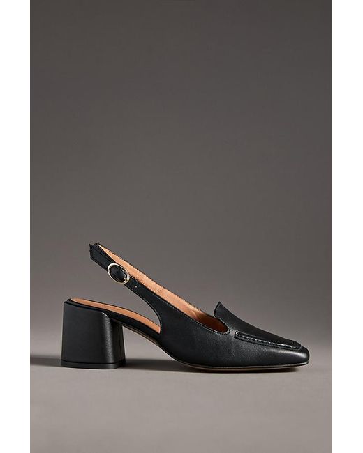 Maeve Gray Slingback Loafer Block Heels