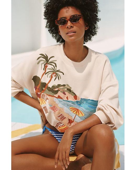 Celandine Multicolor Long-Sleeve Oversized Graphic Sweatshirt