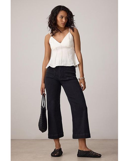 Maeve Gray The Colette Denim Cropped Wide-Leg Jeans By