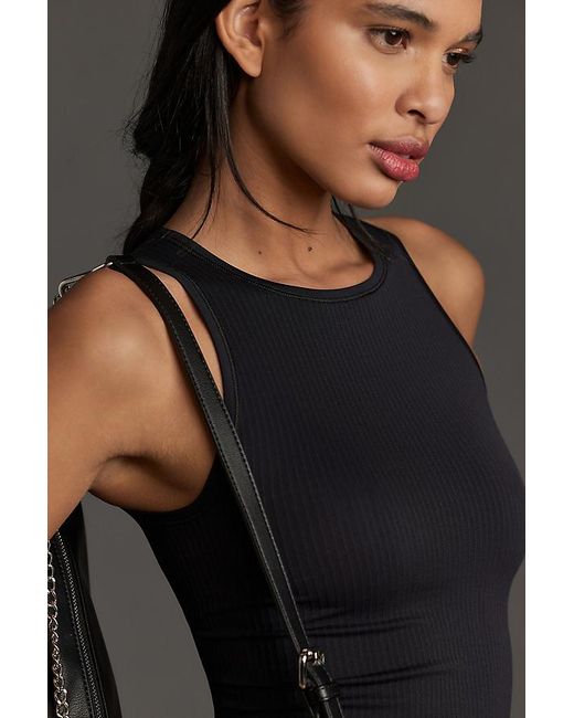 By Anthropologie Black The Reegan Seamless Ribbed Cropped Tank Top