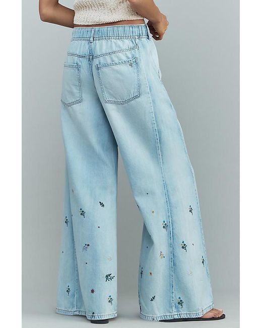 Pilcro Blue The Adi Mid-Rise Ditsy Floral Flare Jeans By