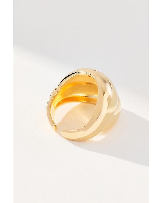 By Anthropologie Natural Faux Stacked Metal Cocktail Ring