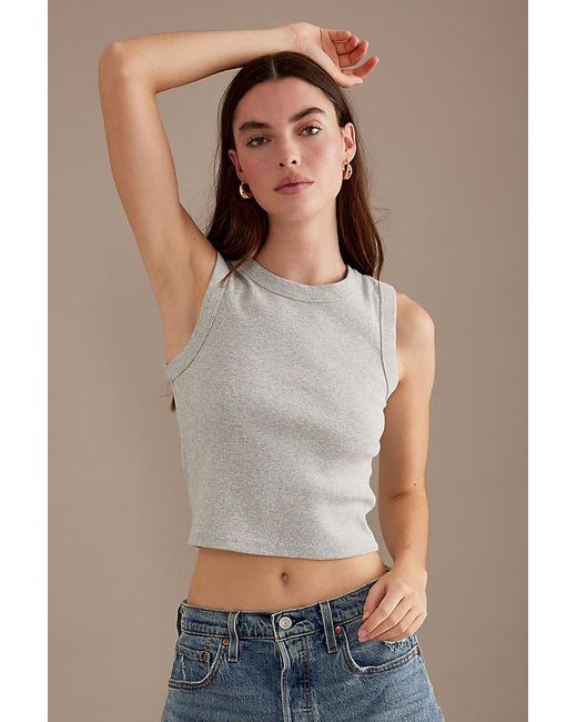 By Anthropologie Gray The Rib Racer Tank Top