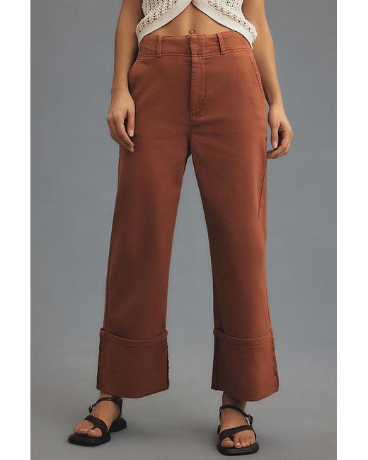 Pilcro Orange Relaxed Cuffed Trousers