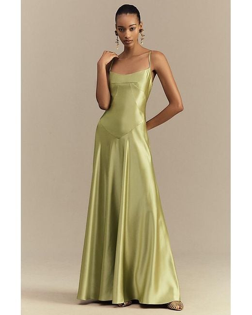 Mare Mare Green Emmy Satin Corset Maxi Dress